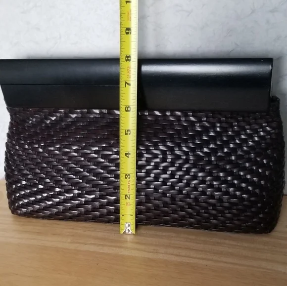 Leather Woven Clutch, Dust Bag & Mirror Set De Vecchi - Picture 7 of 8